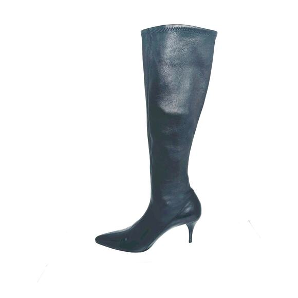 Gucci Black Leather Pointed Toe Sock Boots Size 8B – Stiletto Heel Knee High - Picture 1 of 8